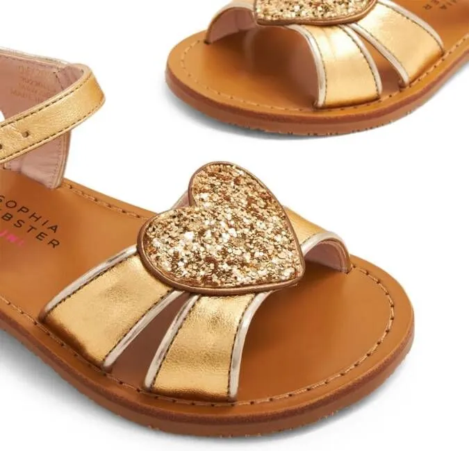 Sophia Webster Mini Amora heart-patch leather sandals Gold