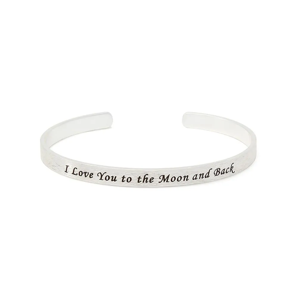 Stacka Brushed Brass Bangle I LOVE YOU 4MM Rhodium Plated