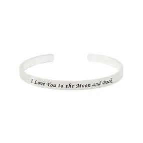 Stacka Brushed Brass Bangle I LOVE YOU 4MM Rhodium Plated