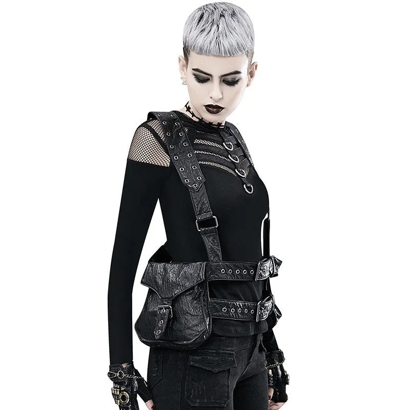 Steampunk Shoulder Waist Bags / Moto & Biker PU Leather Backpacks For Women