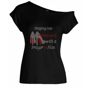 Stepping Into Retirement With Prayer and Plan Rhinestone Off Shoulder Tee