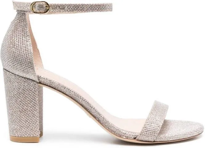 Stuart Weitzman Nearlynude 70mm glitter sandals Pink