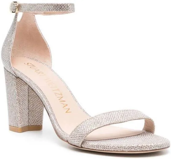 Stuart Weitzman Nearlynude 70mm glitter sandals Pink