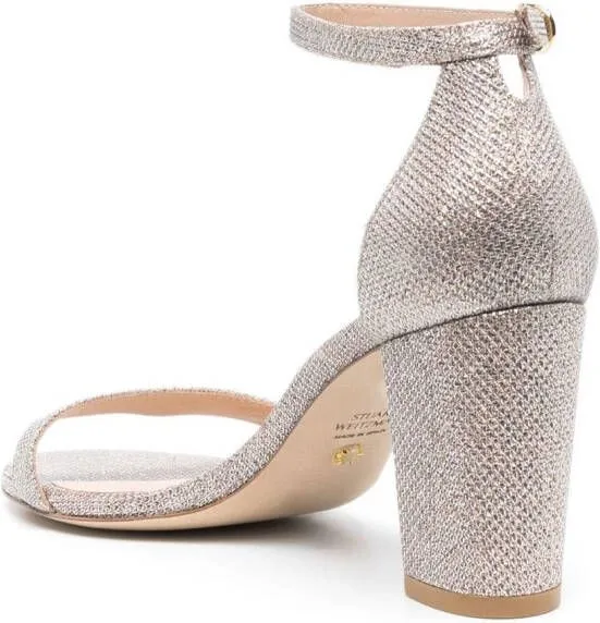 Stuart Weitzman Nearlynude 70mm glitter sandals Pink