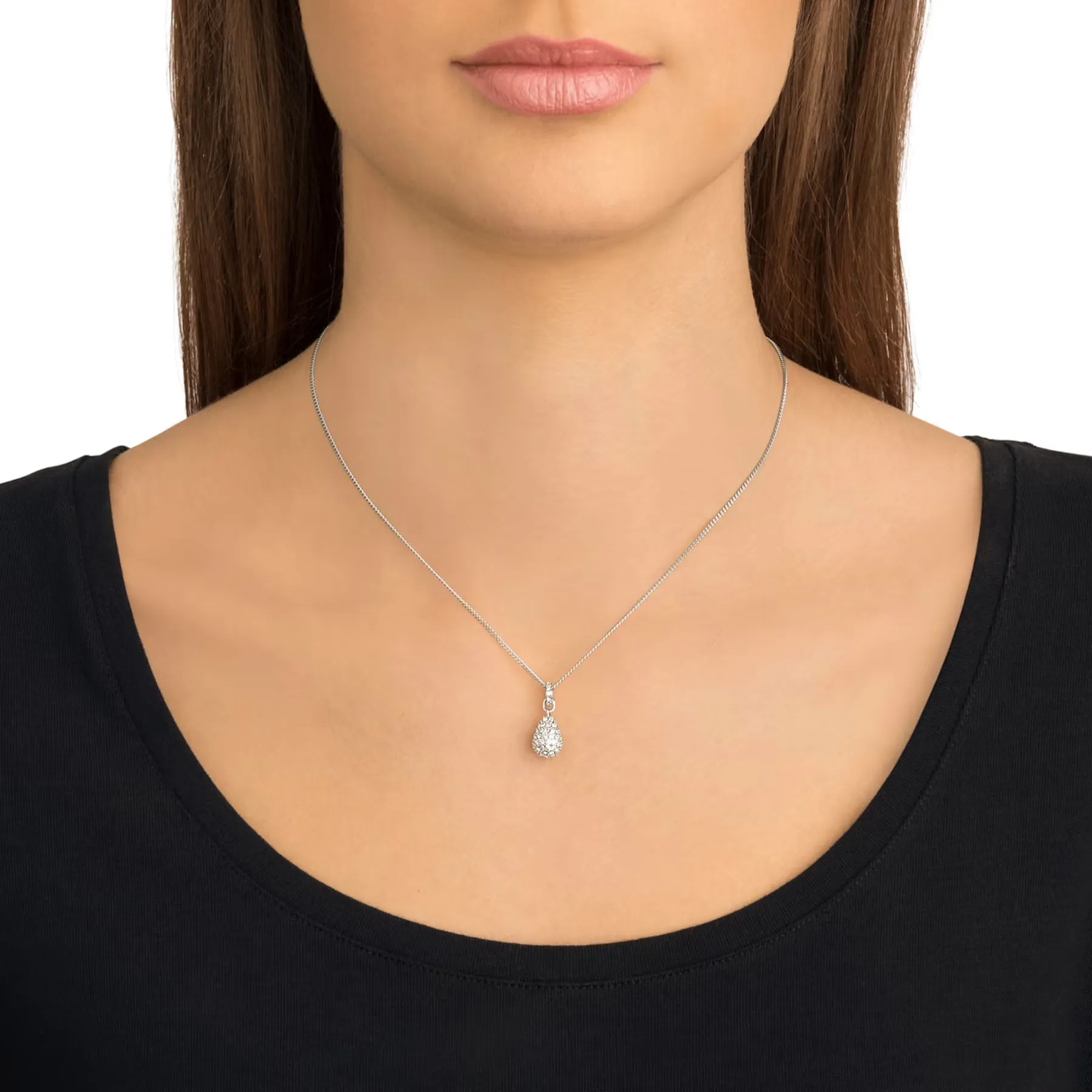 Swarovski Clear Crystal HELOISE Pendant Necklace Rhodium #1023992