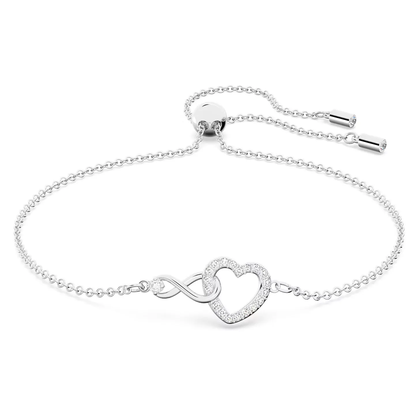 Swarovski Infinity Bracelet Infinity and Heart, White, Rhodium plated, M - 5524421