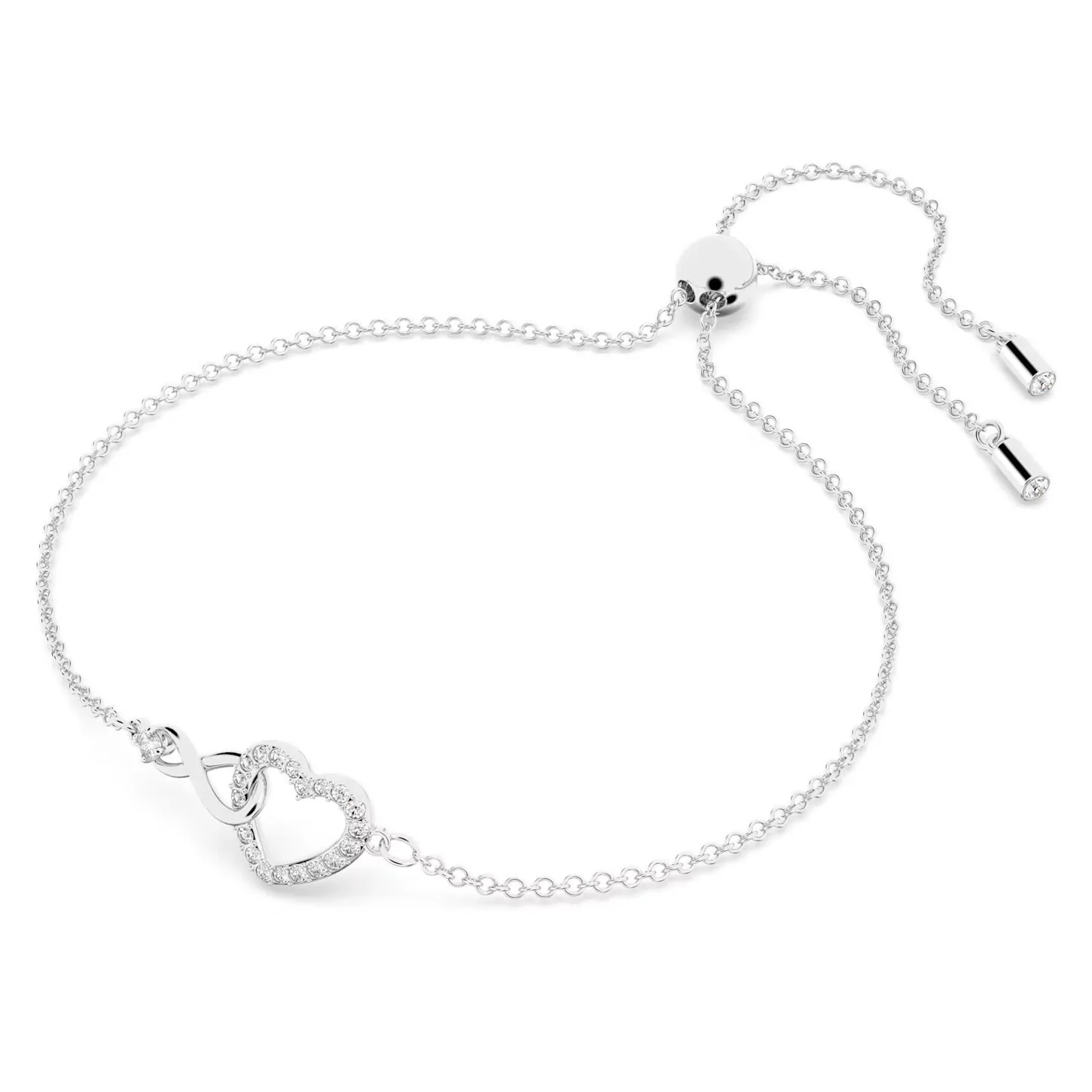 Swarovski Infinity Bracelet Infinity and Heart, White, Rhodium plated, M - 5524421