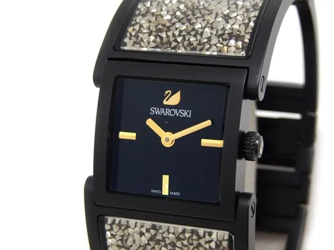 Swarovski Jewelry CRYSTALLINE BANGLE WATCH Black Stainless Steel #5027136