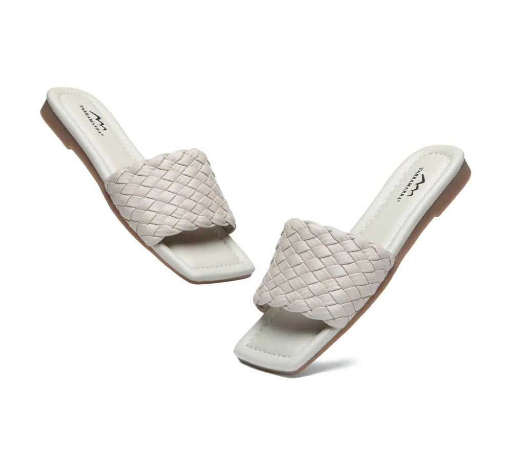 TARRAMARRA Open Square Toe Woven Flat Sandals Women Taunia