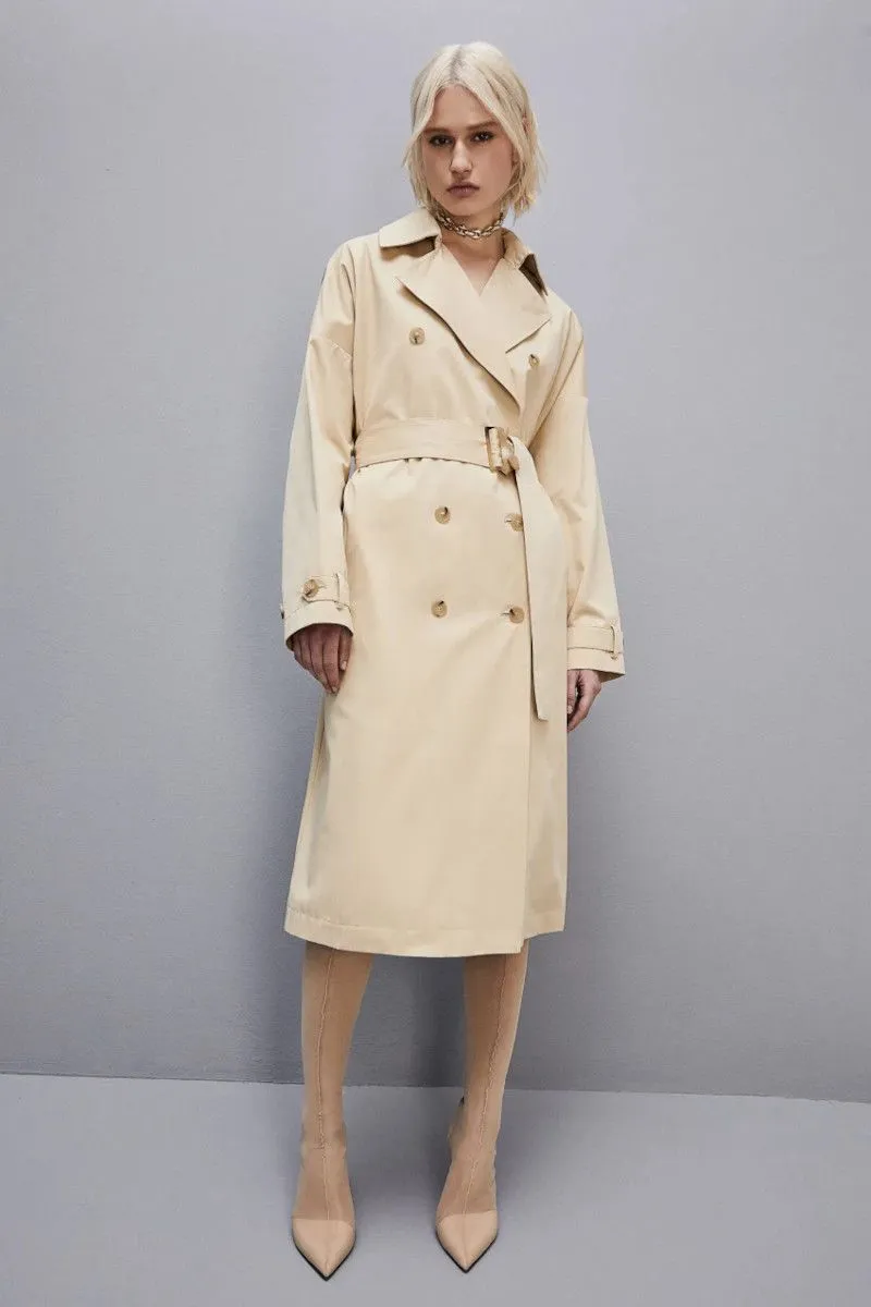 Trench over in cotone donna Beige