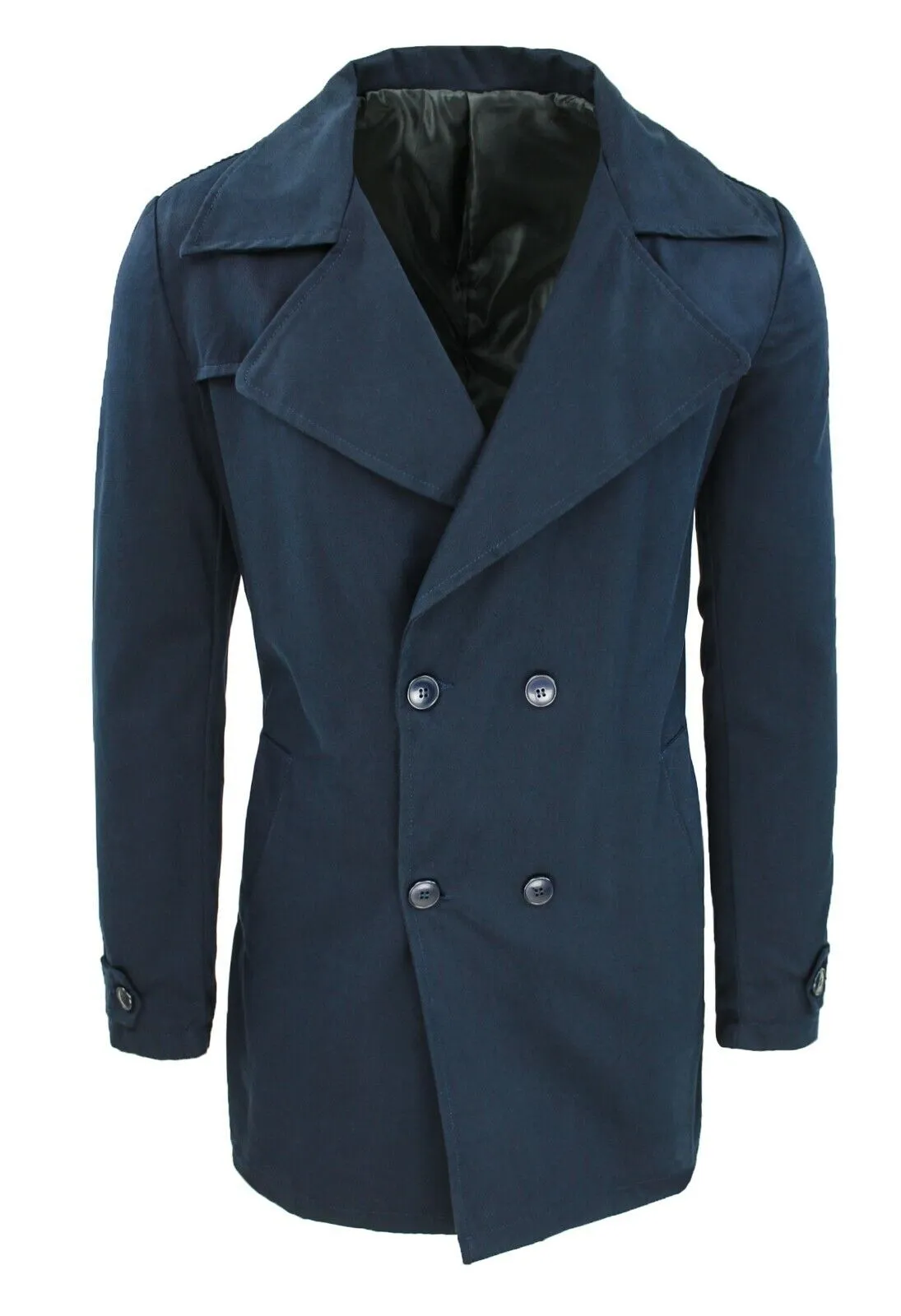 Trench Sartoriale uomo Blu Giacca Giubbotto foderato in cotone casual elegante