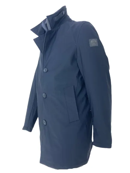 TRENCH UOMO BLU SCURO IN TESSUTO TECNICO