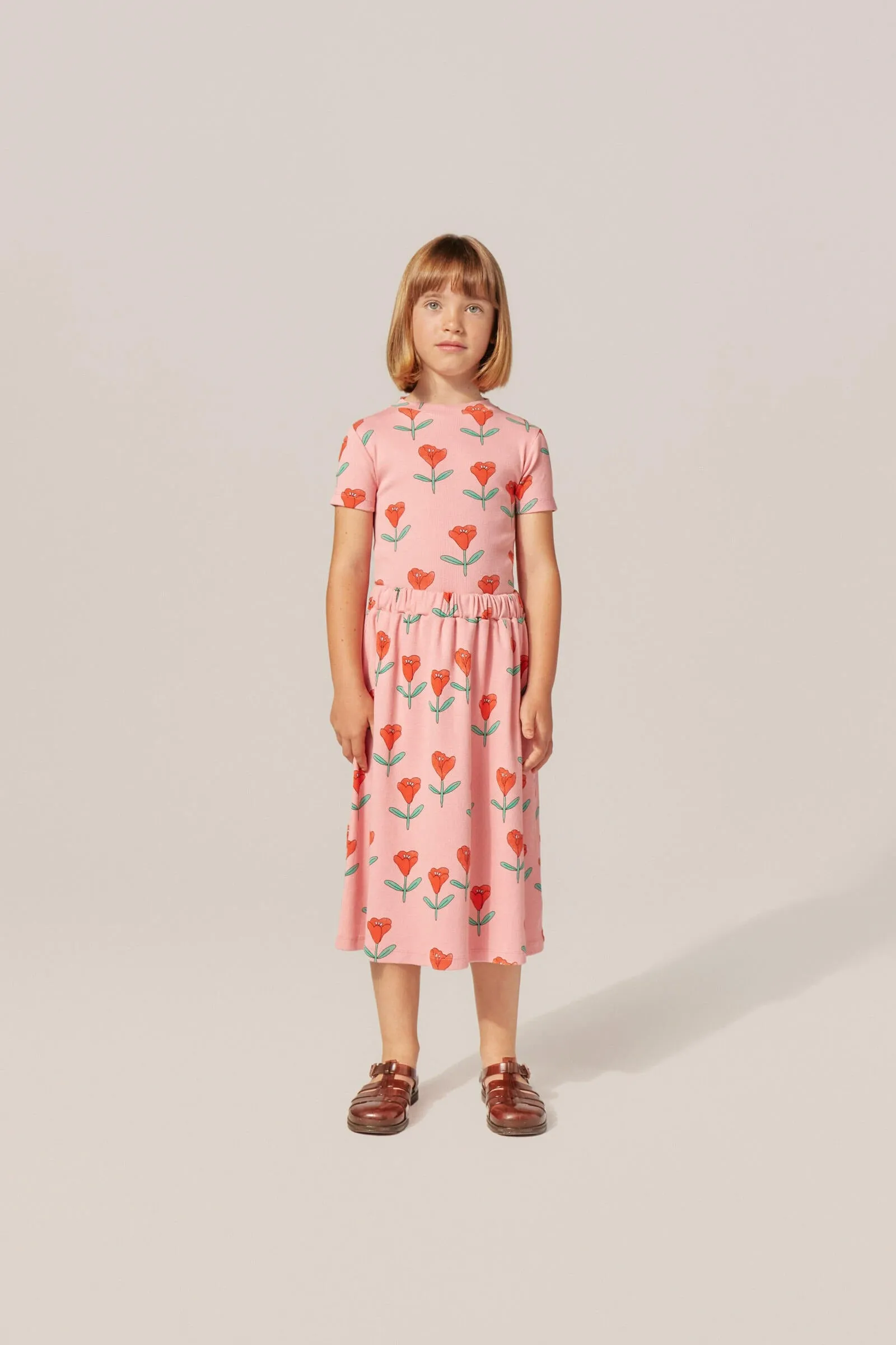 TULIPS ALLOVER KIDS SKIRT-Pink