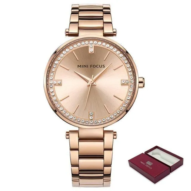 Ultrathin Rhinestone Diamond Quartz Women's Watches with Bracelet