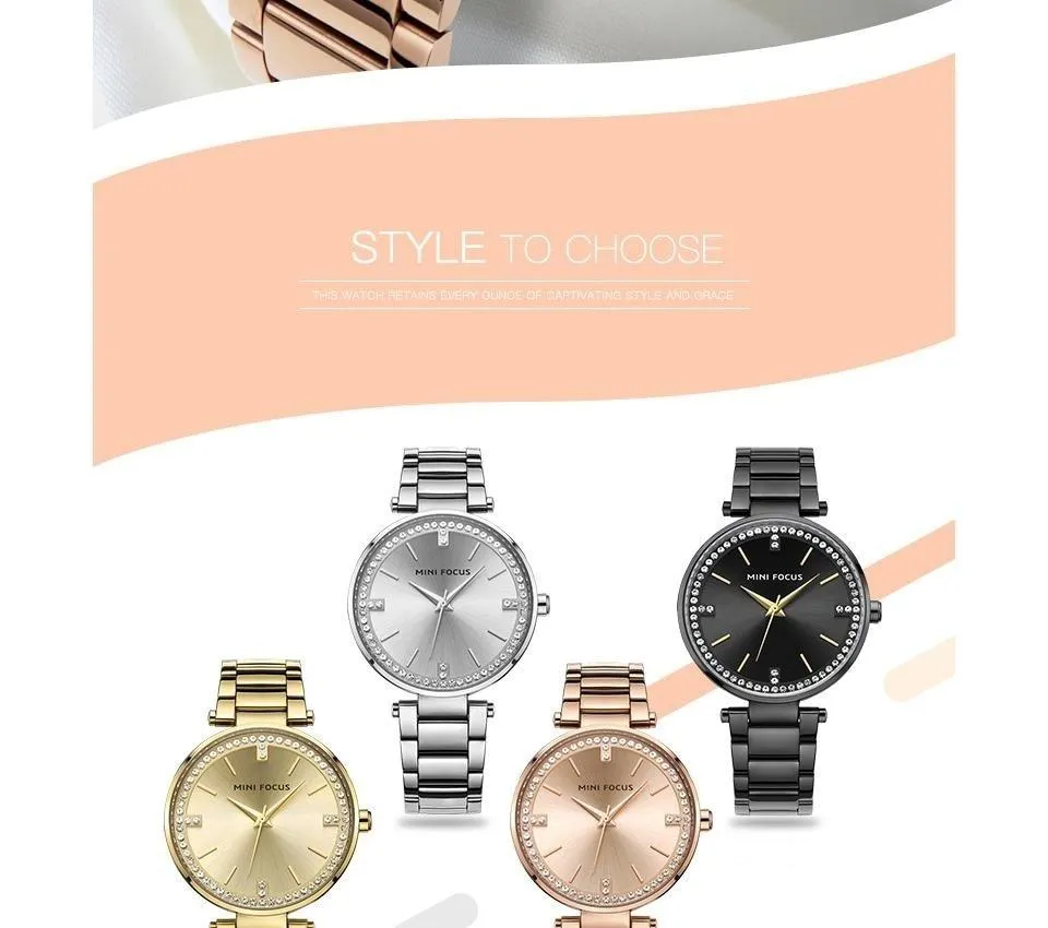 Ultrathin Rhinestone Diamond Quartz Women's Watches with Bracelet