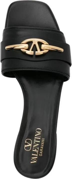 Valentino Garavani Vlogo-plaque slip-on sandals Black