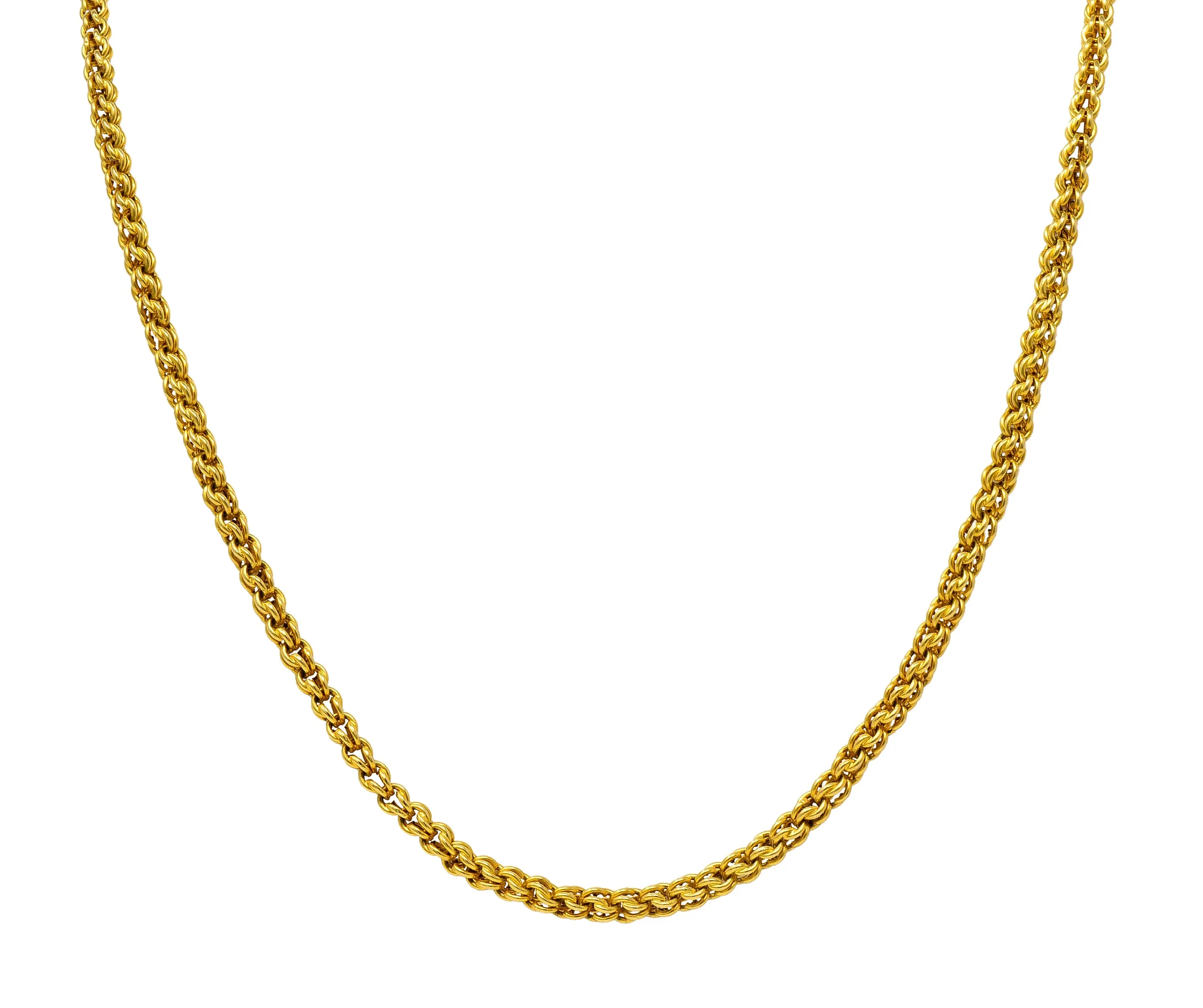 Victorian 18 Karat Yellow Gold Antique Wheat Chain Necklace