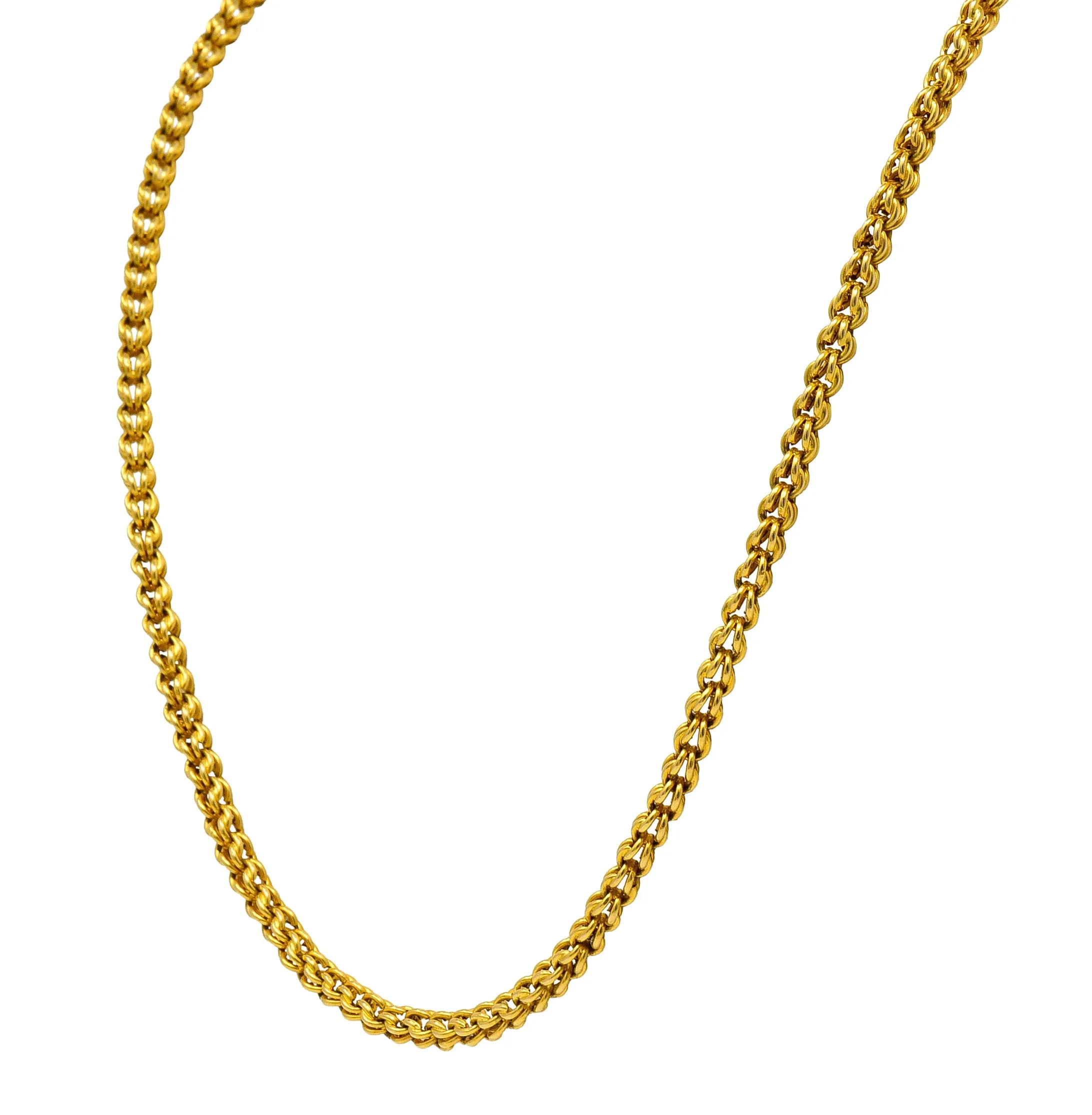 Victorian 18 Karat Yellow Gold Antique Wheat Chain Necklace