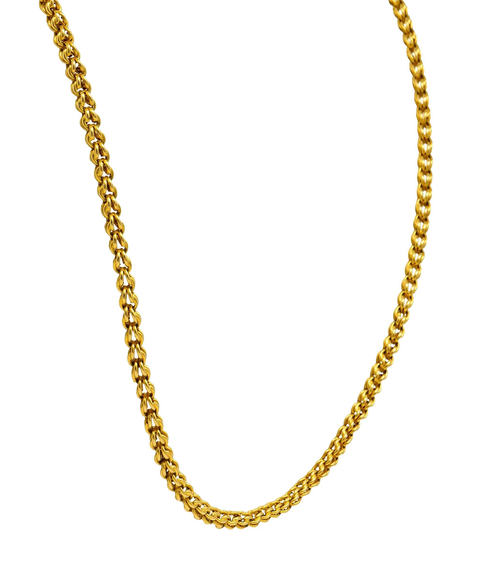 Victorian 18 Karat Yellow Gold Antique Wheat Chain Necklace