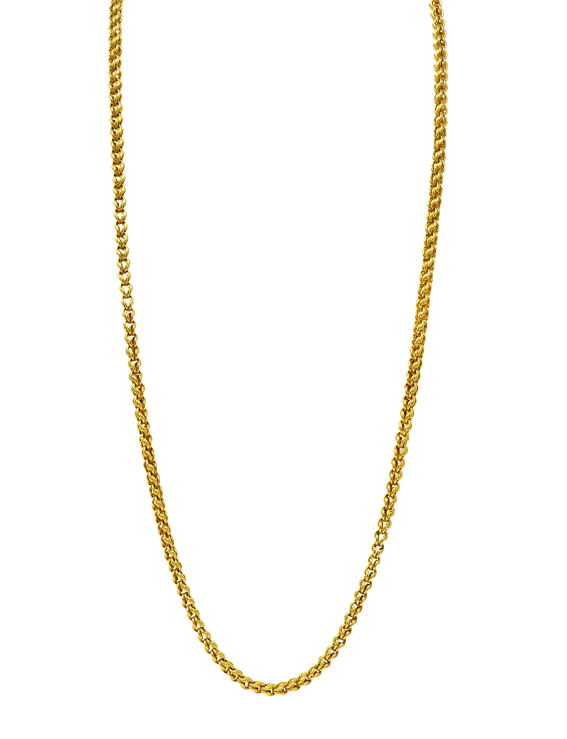 Victorian 18 Karat Yellow Gold Antique Wheat Chain Necklace