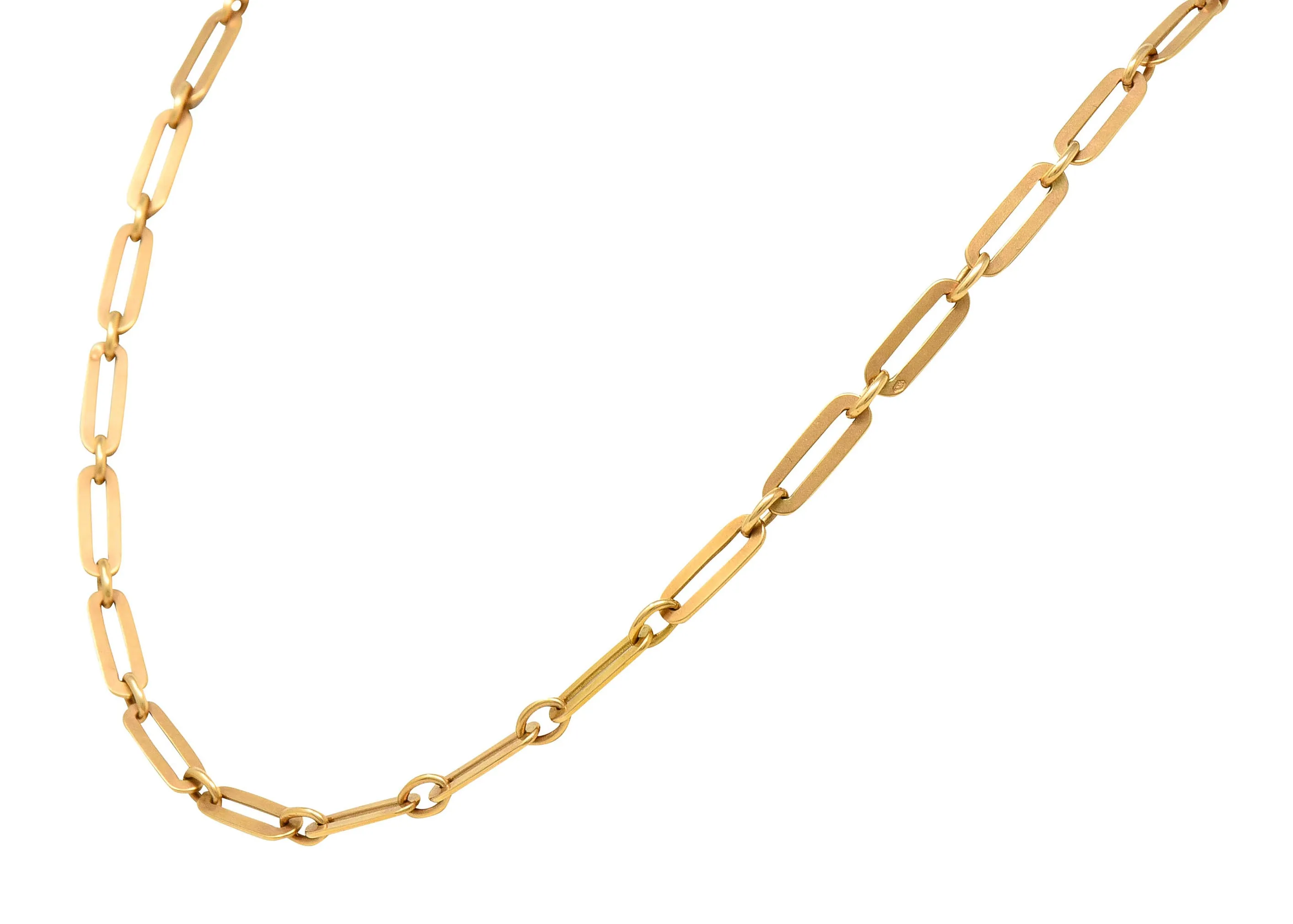 Victorian Austrian-Hungarian 14 Karat Rose Gold Chain Link Lariat Necklace