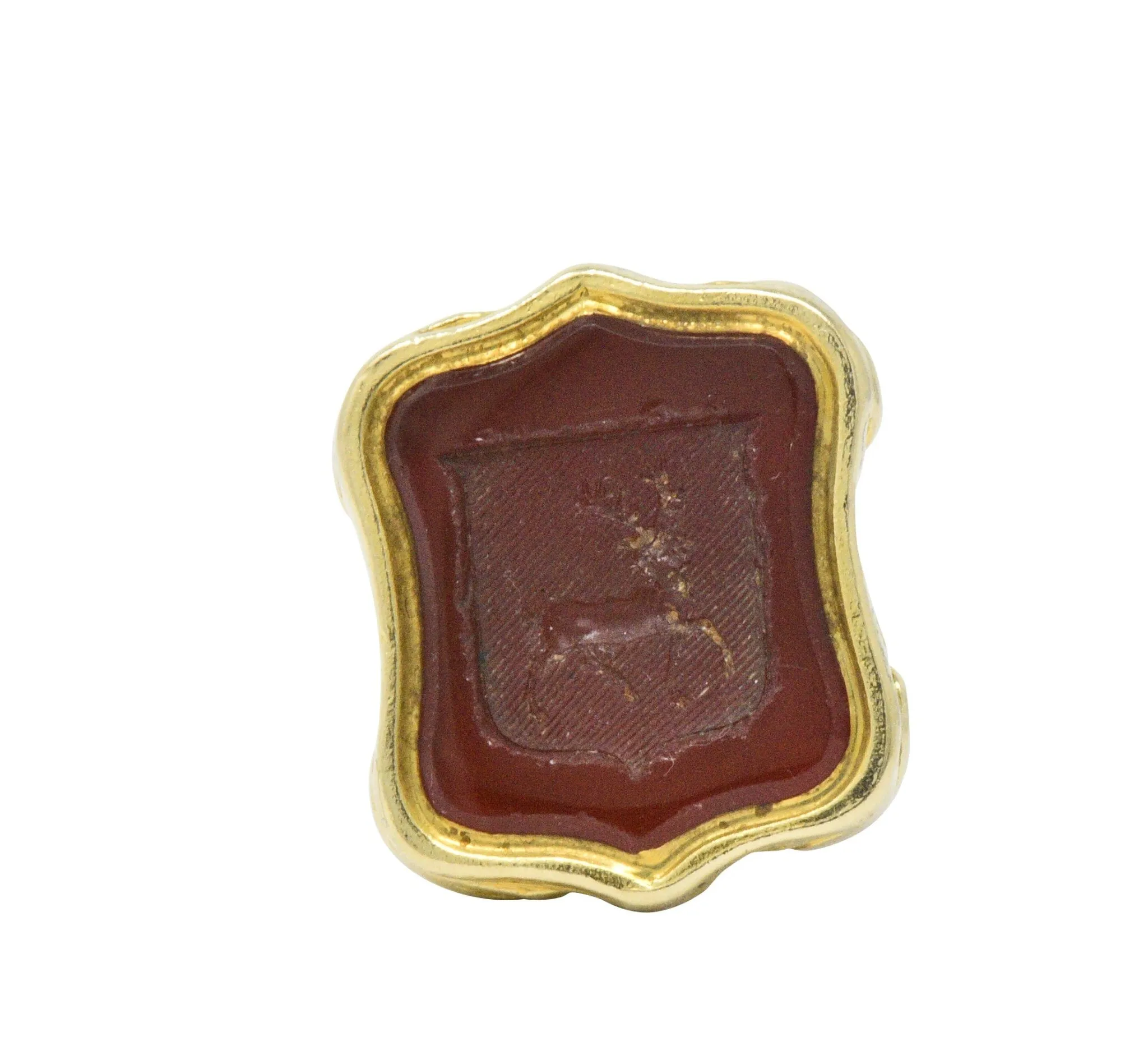 Victorian Stag Carnelian Intaglio 14 Karat Gold Fob/Charm