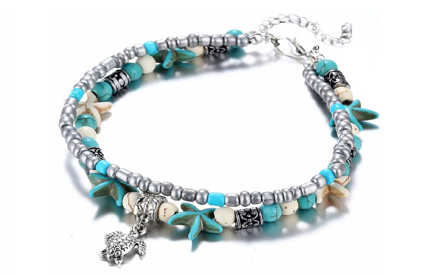 Vintage Shell Beads Starfish Sea Turtle Anklets For Women