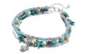 Vintage Shell Beads Starfish Sea Turtle Anklets For Women