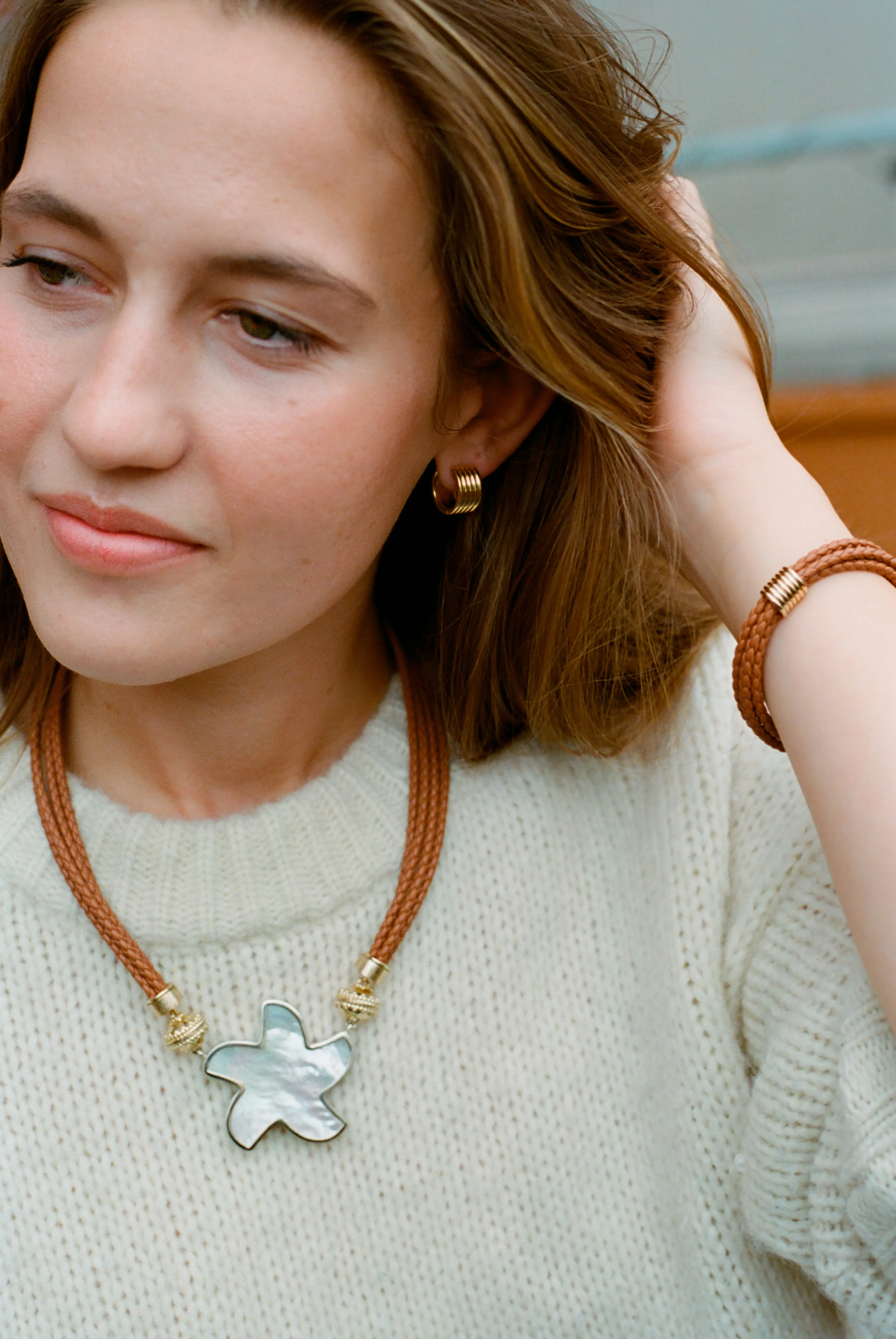 Wellington Braided Leather Saddle Brown Bracelet