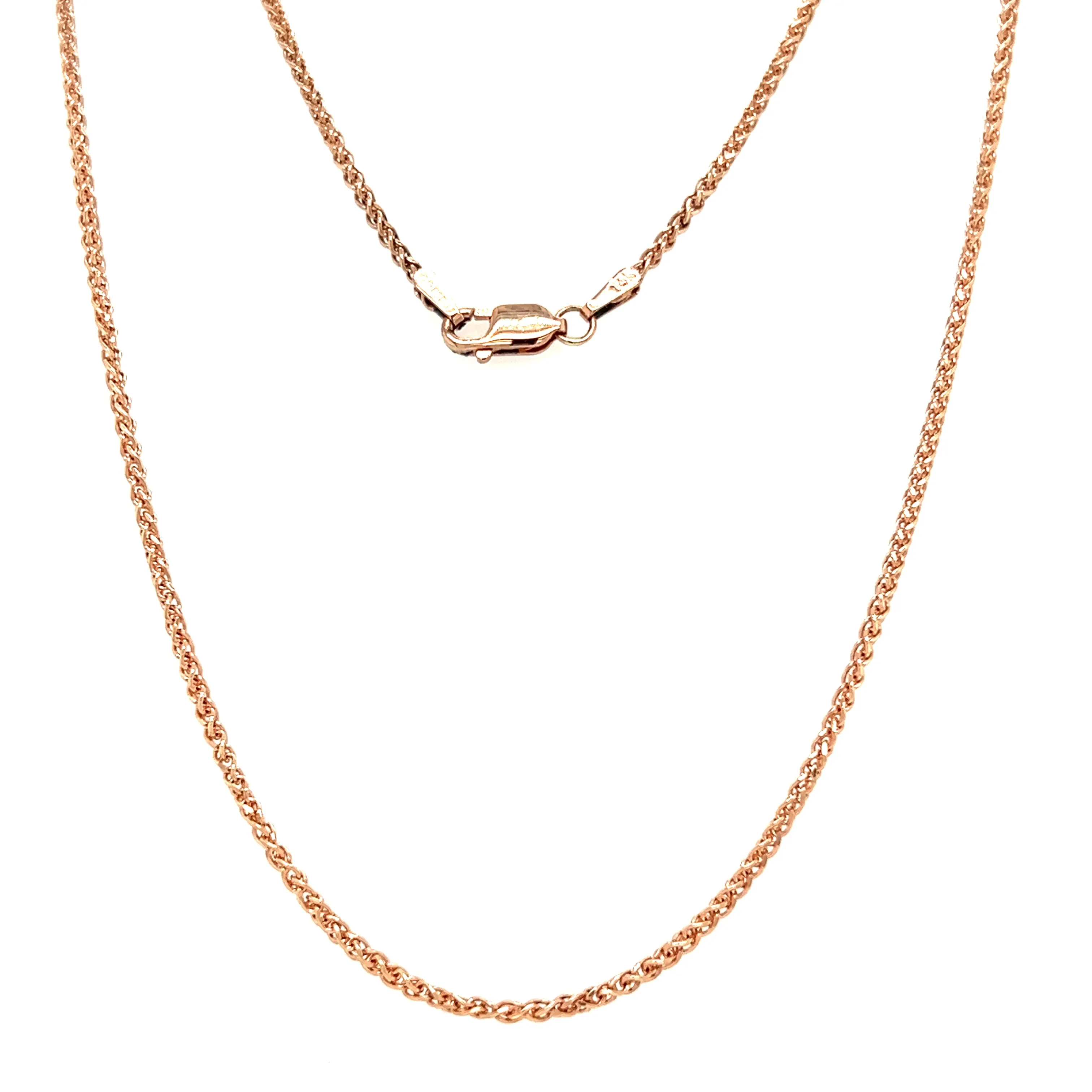 Wheat Chain 1.7mm with 16 Inches of Length in 14K Rose Gold