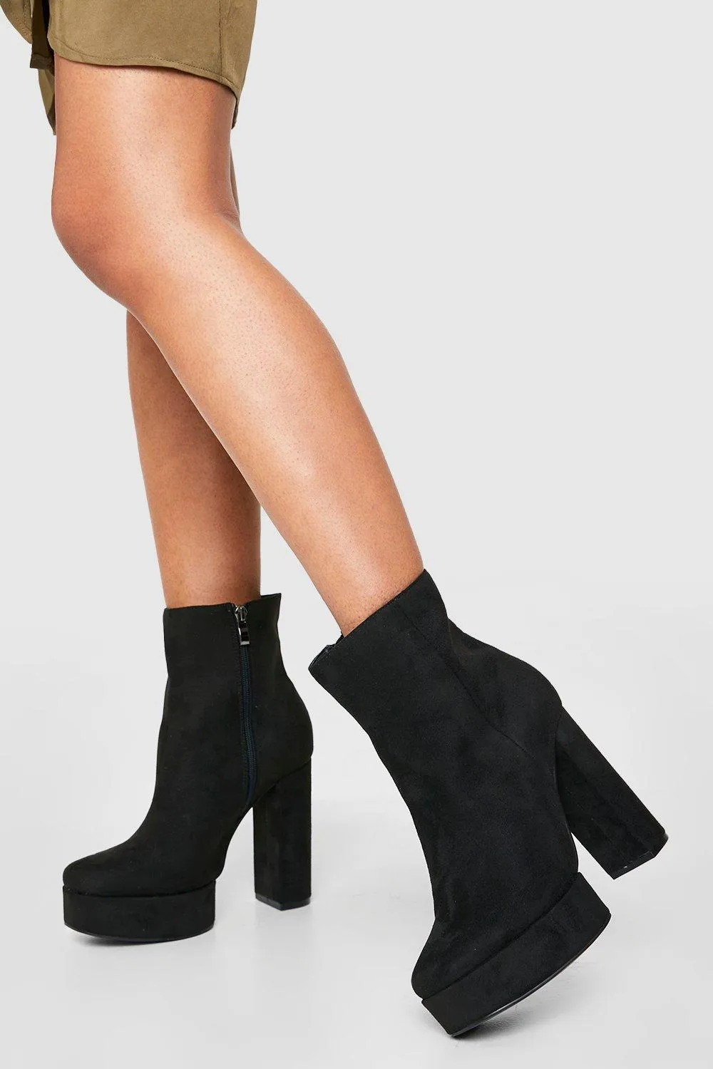 Wide Width Platform Heeled Ankle Boots