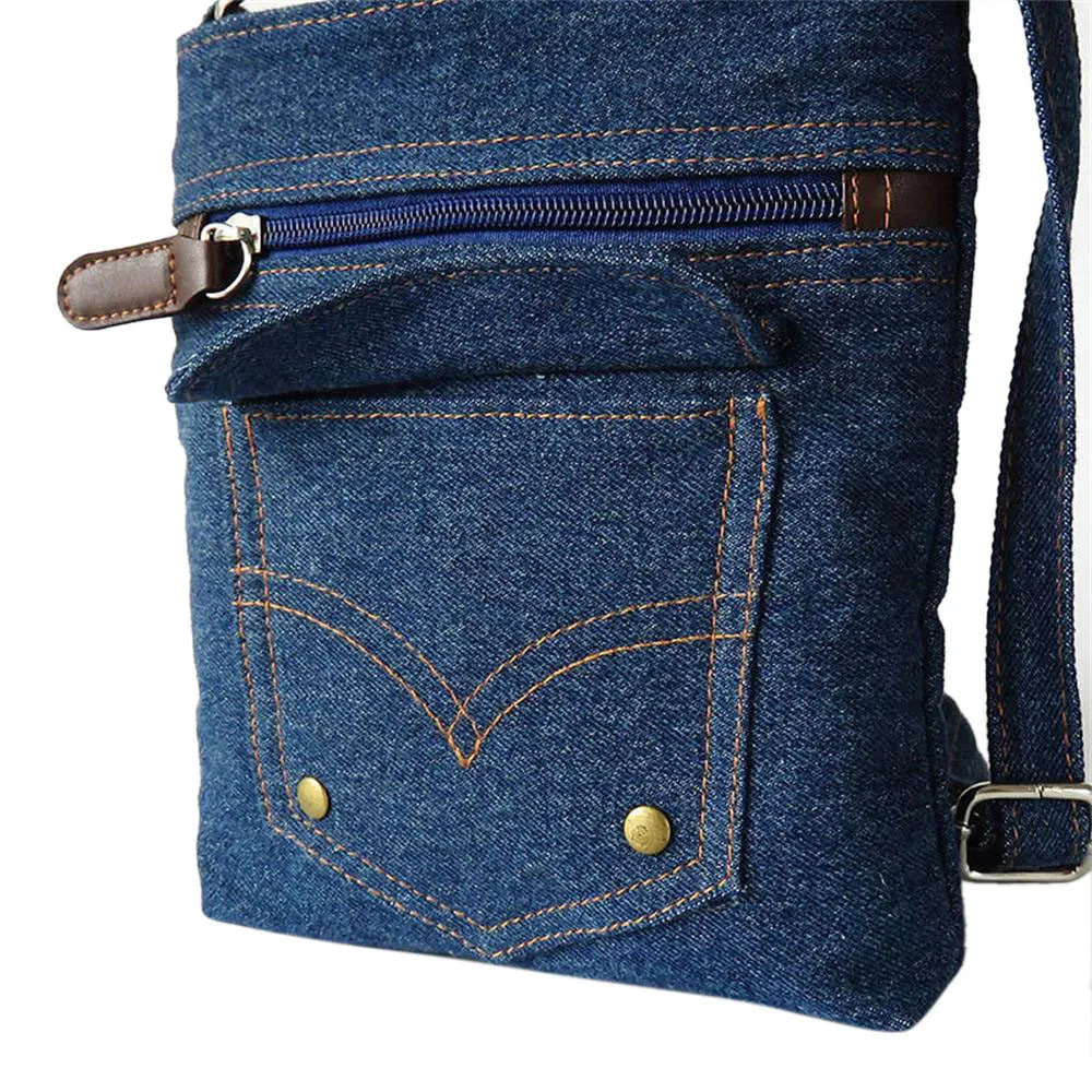 Women Bag denim messenger bags woman small shoulder Handbag vintage rivet satchels ladies crossbody borse bolsos sacoche