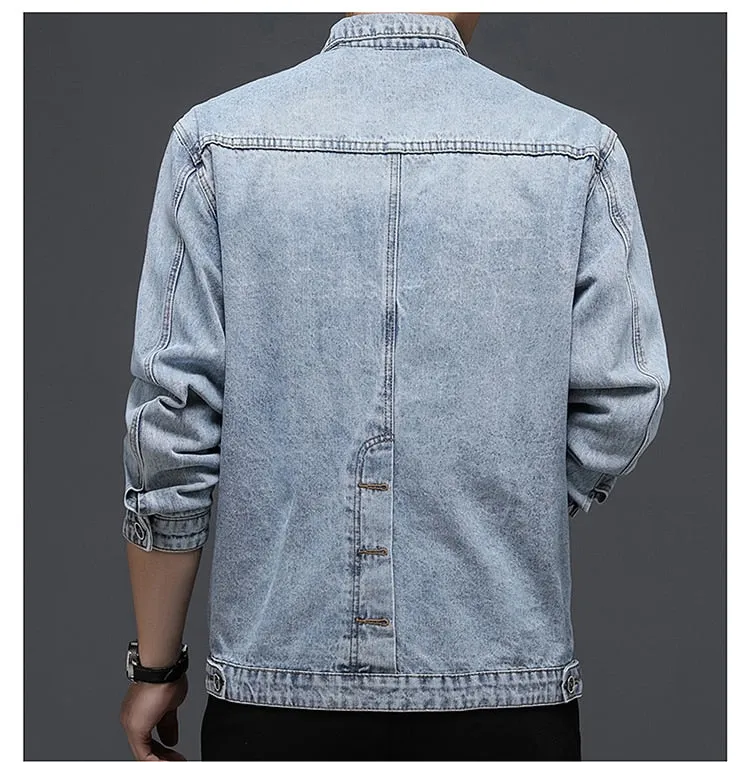 Xituodai High Quality Denim Jacket Men Black Jean Coats Causal Motorcycle Cowboy Coat Minimalist Streetwear Turn Down Collar Den